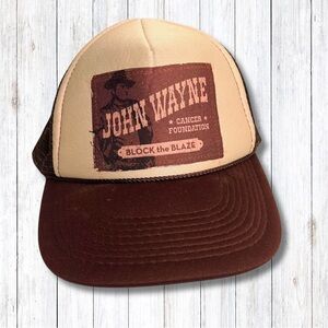 John Wayne Cancer Foundation Trucker Hat Cap Block The Blaze Snapback Tan Brown